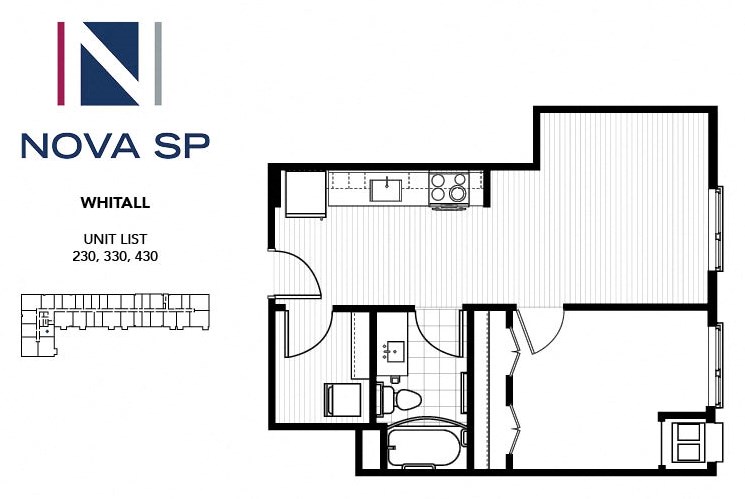 One Bed One Bath Whitall Floorplan One Bed One Bath Whitall Floorplan at Nova SP Apartments, St Paul, 55130